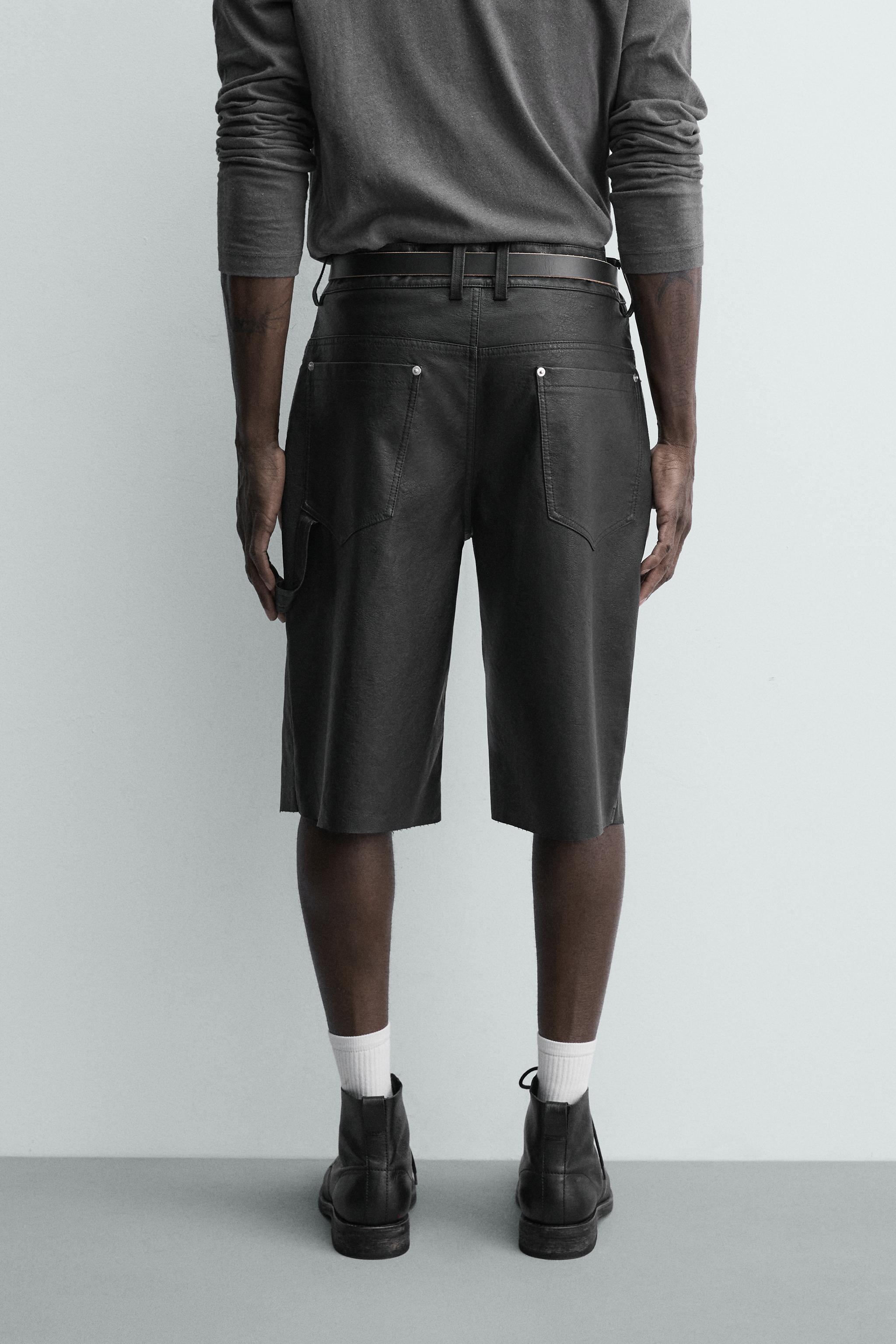 RELAXED FIT FAUX LEATHER SHORTS